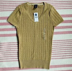 NWT Gap Stretch Short Sleeve Cable Knit Sweater